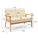 2-Seater Wooden Upholstered Loveseat with Rubber Wood Armrests