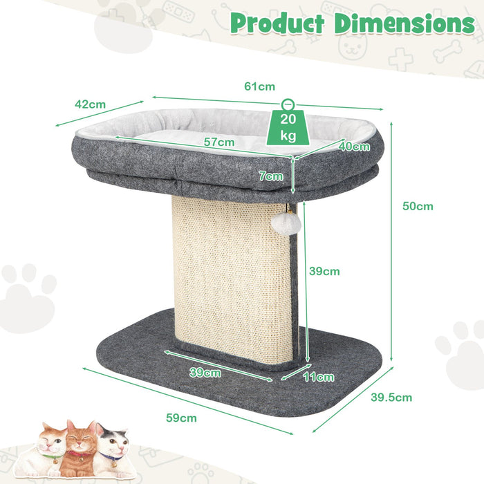 2-Tier Cat Tree with Sleeping Perch Sisal Scratching Plate and Ball