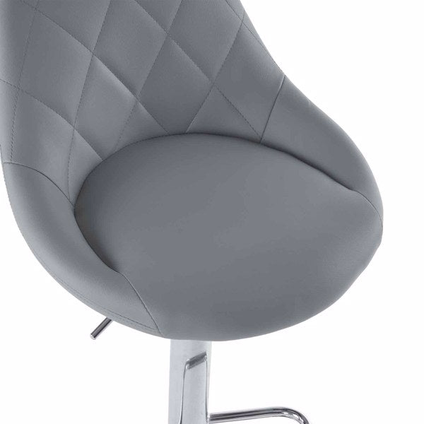 Adjustable PU Leather Counter & Bar Stool Set of 2 – Swivel 360°, Gas‑lift Height, Backrest, Foot‑rest – Grey