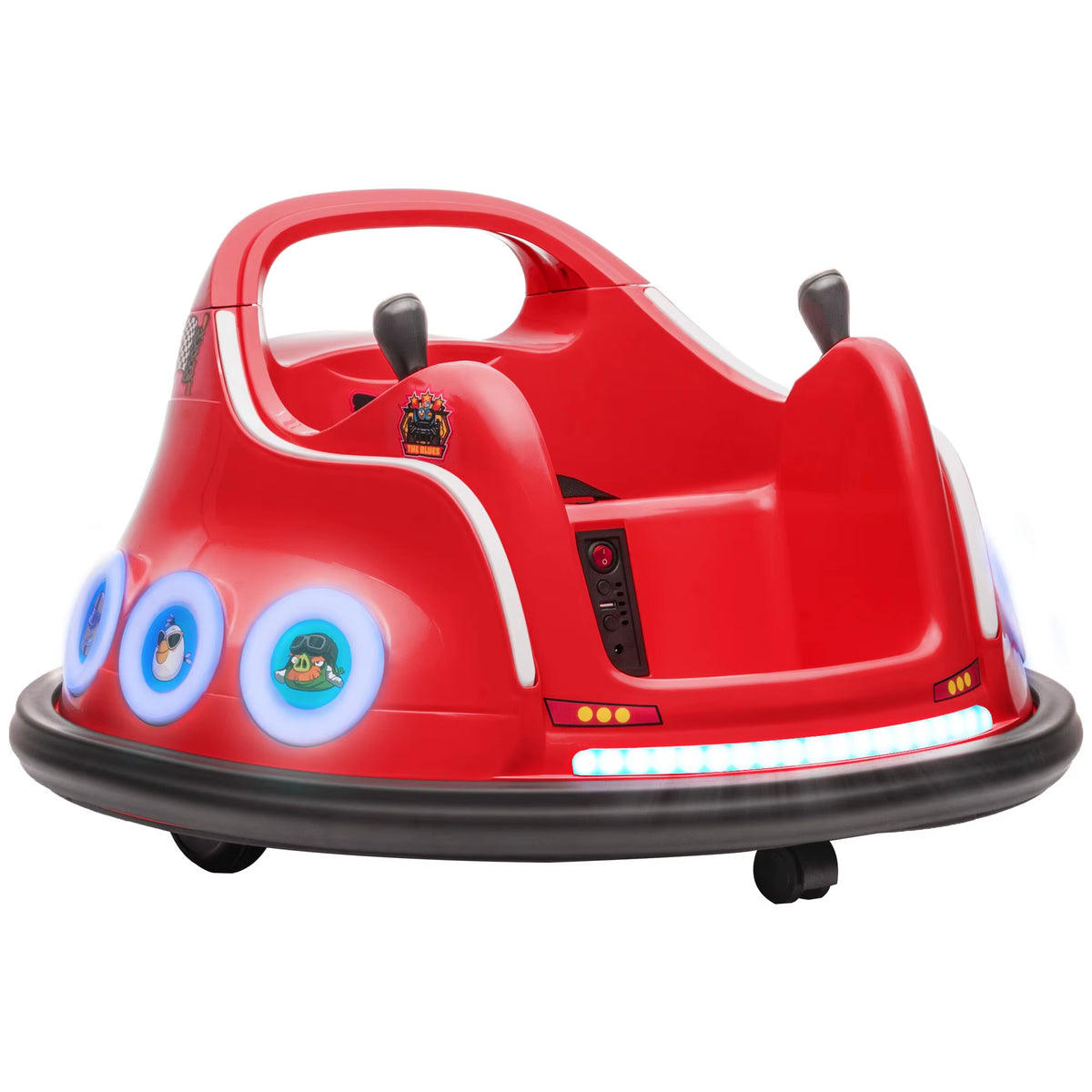 SEDOL Licensed Angry Birds 12V Kids Bumper Car with Dual Joysticks 360° Spin Waltz Car Parental Remote Control and Integrated USB Multimedia System