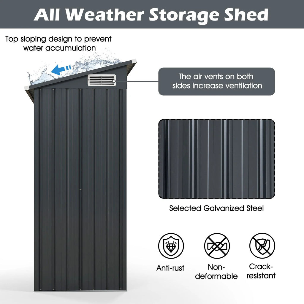 All-Weather Outdoor Storage Shed – Waterproof Garden Utility Cabinet with Sloping Roof