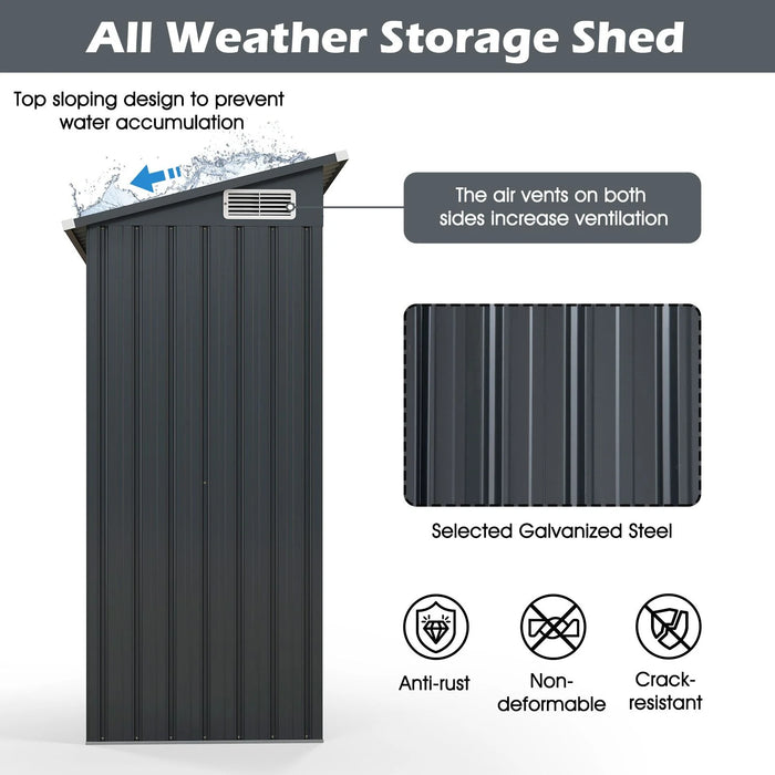All-Weather Outdoor Storage Shed – Waterproof Garden Utility Cabinet with Sloping Roof