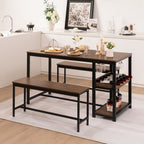 3 Pieces Kitchen Dining Set with Storage Rack