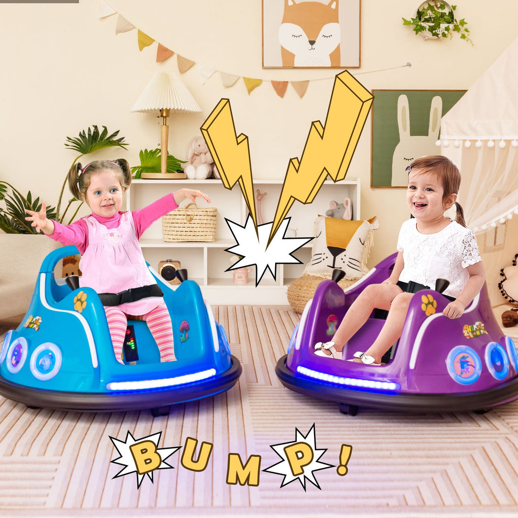 SEDOL 12V High-Performance Kids Bumper Car with 360° Rotation Parental Remote Control Wireless Bluetooth Audio and LED Light Show – 30kg Capacity