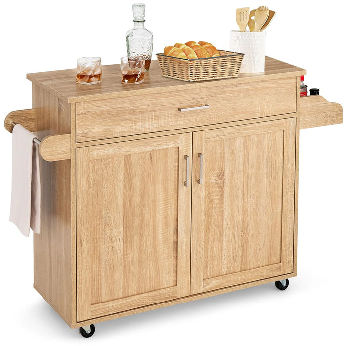 Rolling Kitchen Storage Trolley with Adjustable Shelf and Drawer