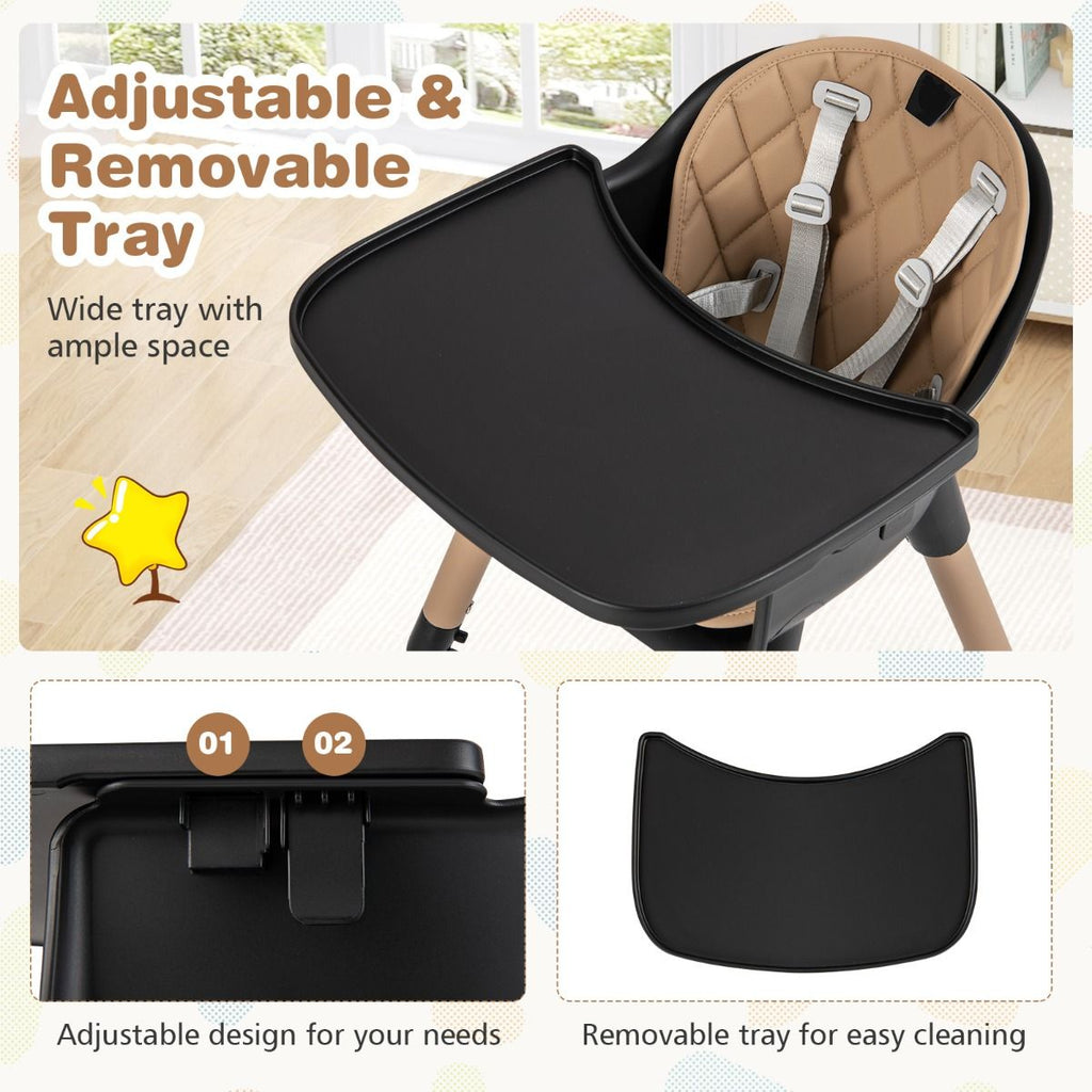 SEDOL 5-in-1 Convertible Baby High Chair & Independent Play Table Set with 5-Point Safety Harness 2-Position Removable Tray and Waterproof Easy-Clean Cushion