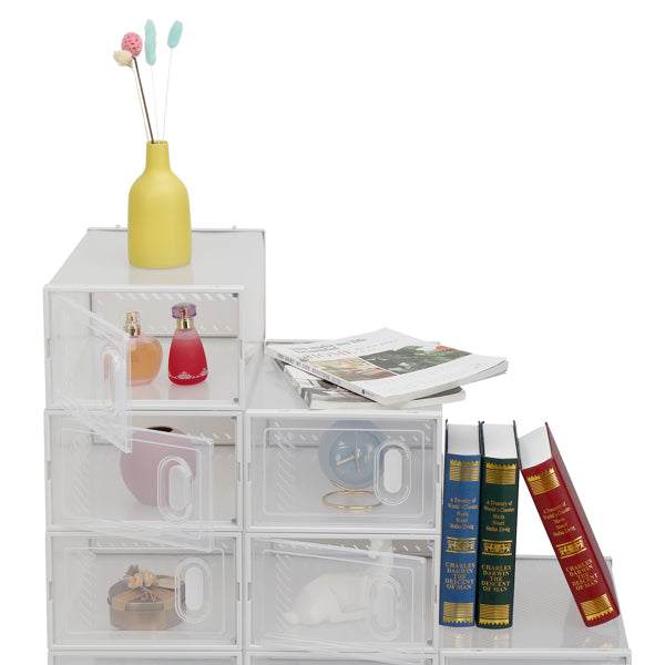 18-Pack Clear Shoe Storage Boxes – Stackable Plastic Organiser with Front Drop-Down Doors