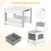 4 in 1 Kids Table and Chairs Set with Reversible Tabletop and Bookshelves