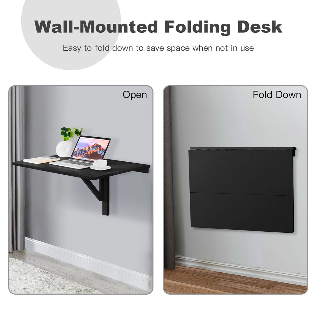 80 X 60 Cm Wall Mounted Folding Table Drop-Leaf Floating Writing Desk