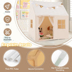 SEDOL Kids Play Tent with Glow-in-the-Dark Stars & Padded Mat Beige Indoor Playhouse with Fairy Lights and Bunting for Toddlers Nursery and Sensory Corner