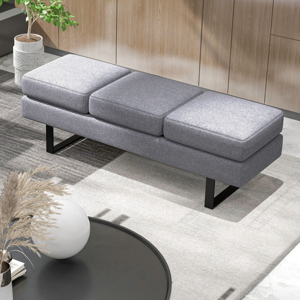 Waiting Room Bench Seating with 3 Seats and Metal Frame Leg