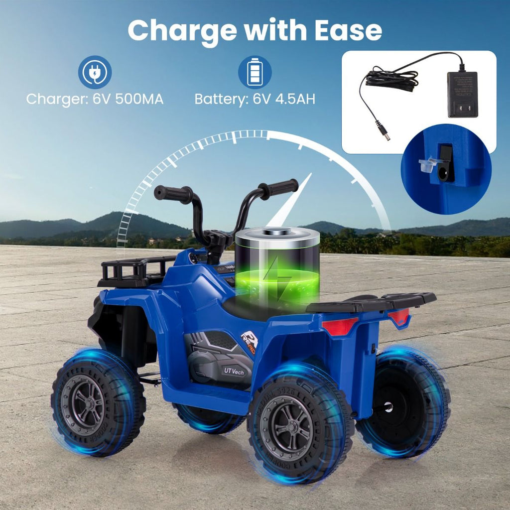 6V Kids Quad Ride-On – One-Button Start ATV with Tread Tires & MP3 Player