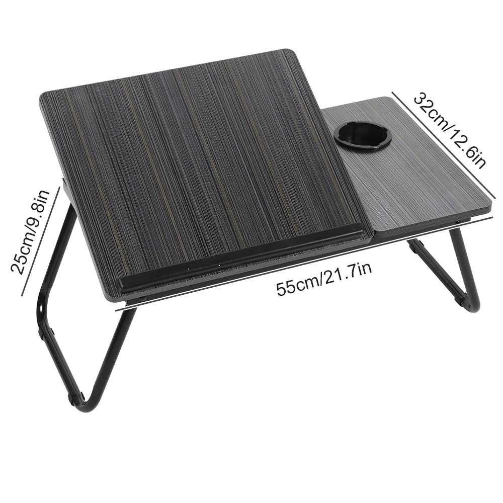 Multifunctional Foldable Bed Table – Portable Adjustable Laptop Desk with Cup Holder, Height & Angle Adjustable