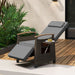 Patio Rattan Recliner Chair with Adjustable Backrest, Footrest & Flip Side Table