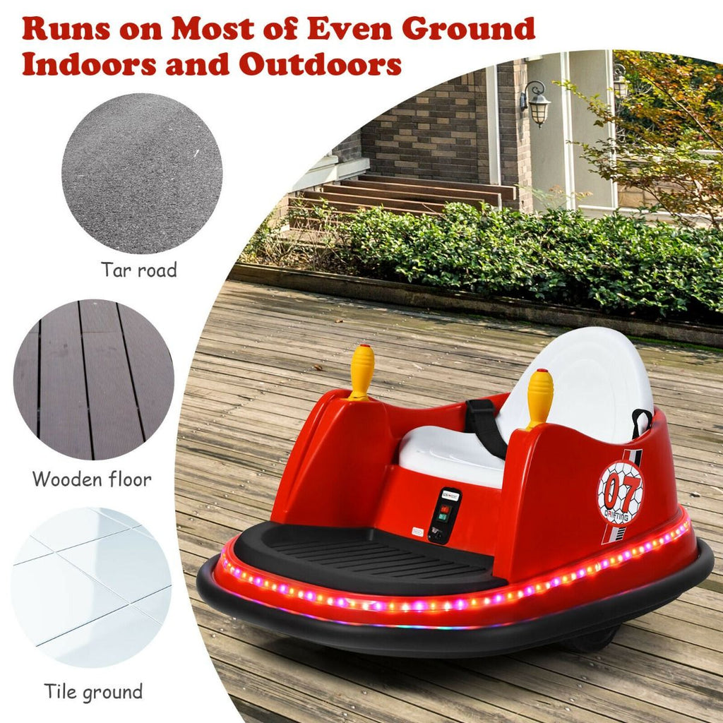 SEDOL Kids 6V Electric Bumper Car for Toddlers 360° Zero-Turn Waltz Car with Parental Remote Control Wall-Safe Rubber Bumper and Flashing LED Light Show