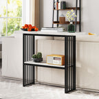 2-Tier Faux Marble Console Table for Entryway Living Room Bedroom