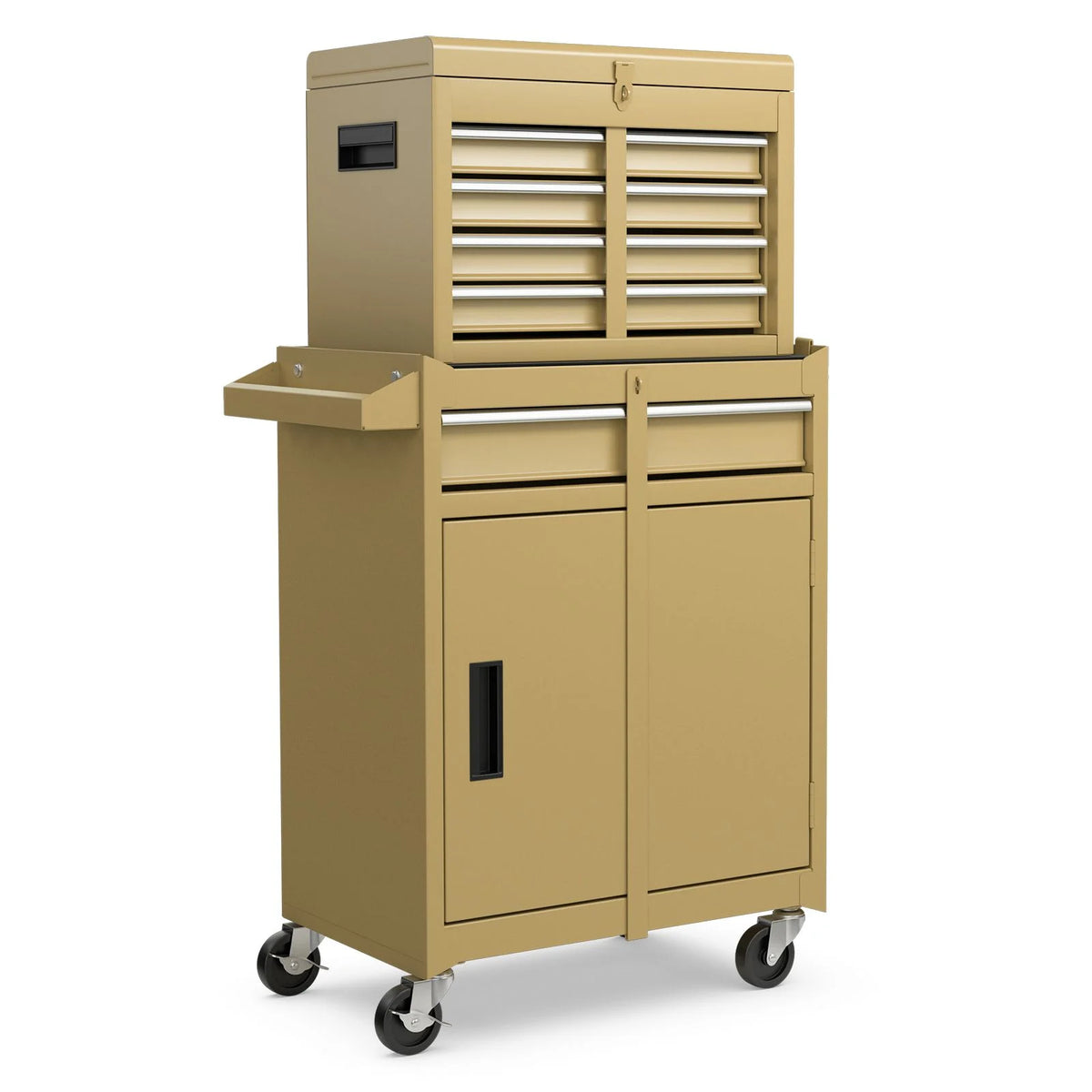 High-Capacity Rolling Tool Cabinet – Lockable Wheels, Metal 2‑in‑1 Chest & Base