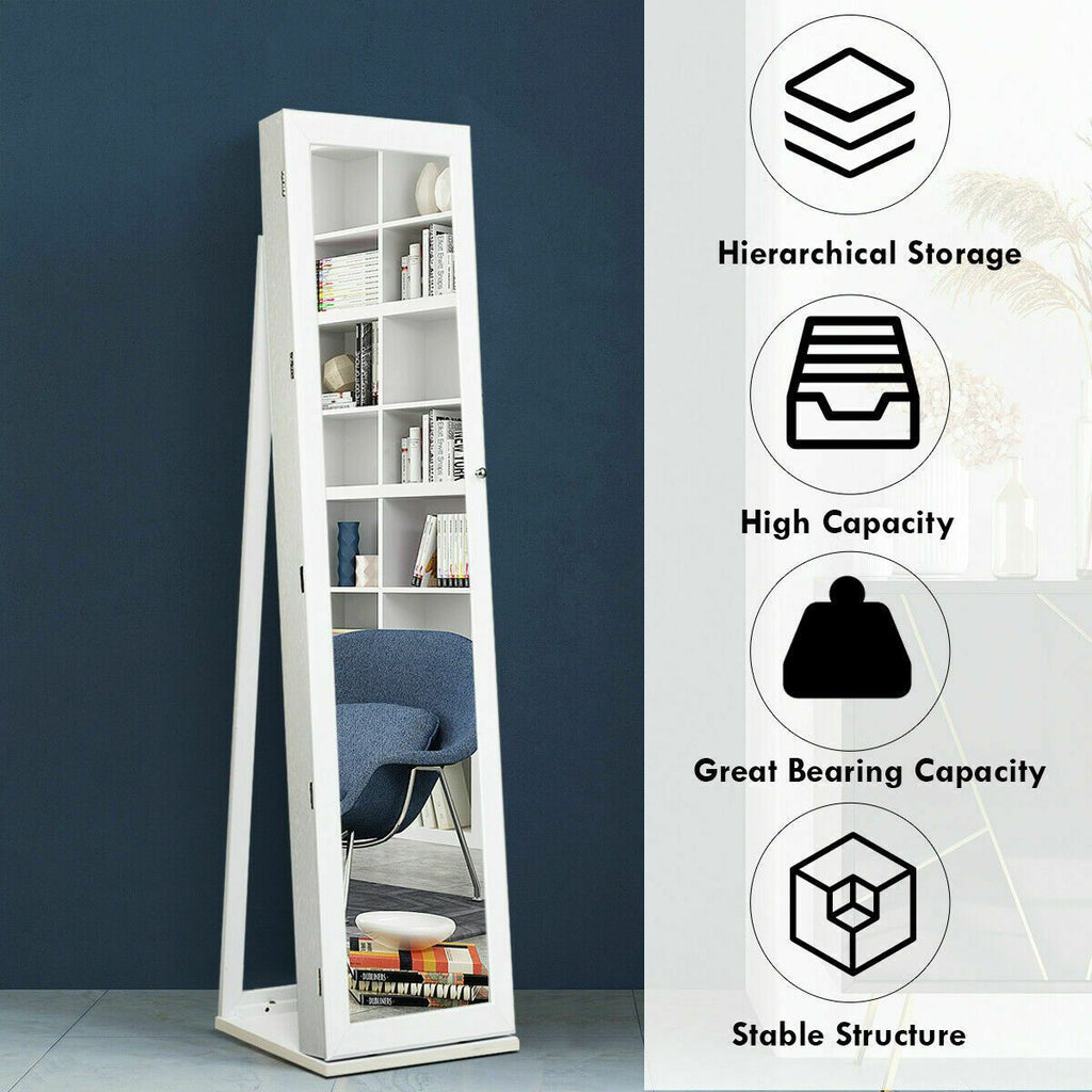 3-In-1 Mirrored Jewellery Armoire with Display Shelves