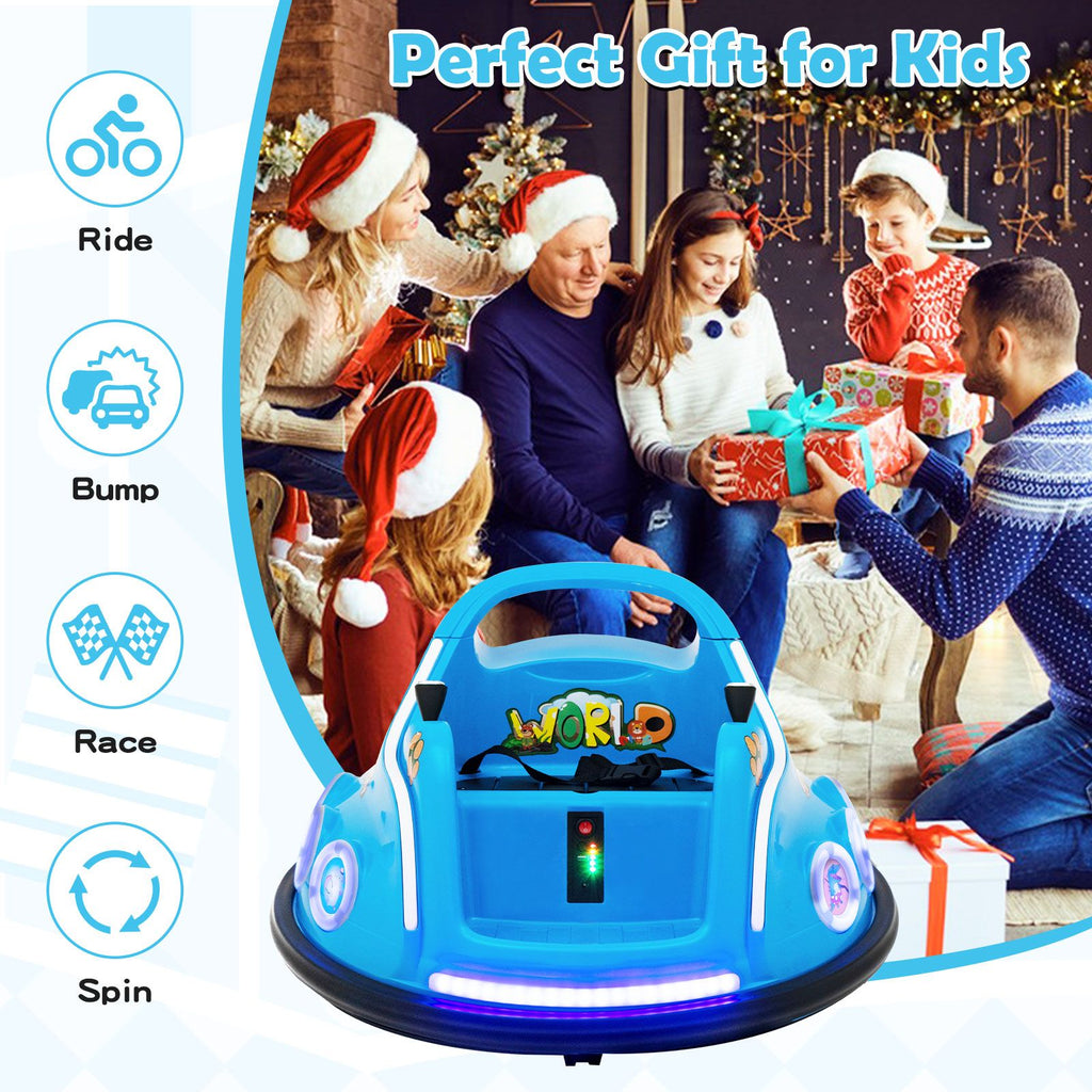 SEDOL 12V High-Performance Kids Bumper Car with 360° Rotation Parental Remote Control Wireless Bluetooth Audio and LED Light Show – 30kg Capacity