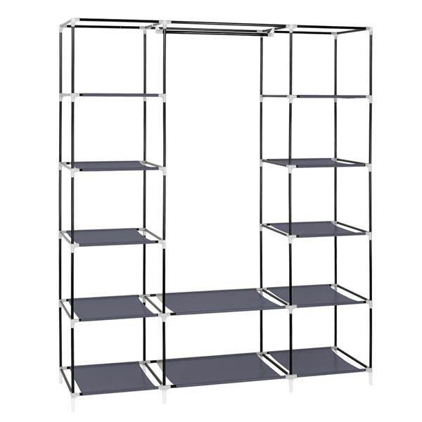69" Portable Clothes Wardrobe – Non-Woven Fabric Closet Organiser (Grey)