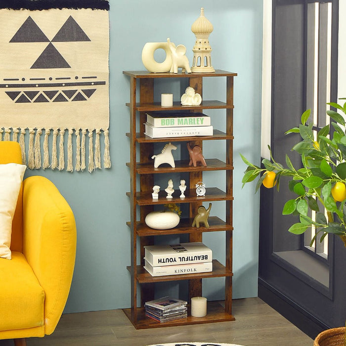 Extra Wide Wooden Vertical Shoe Rack with 7 Shelves