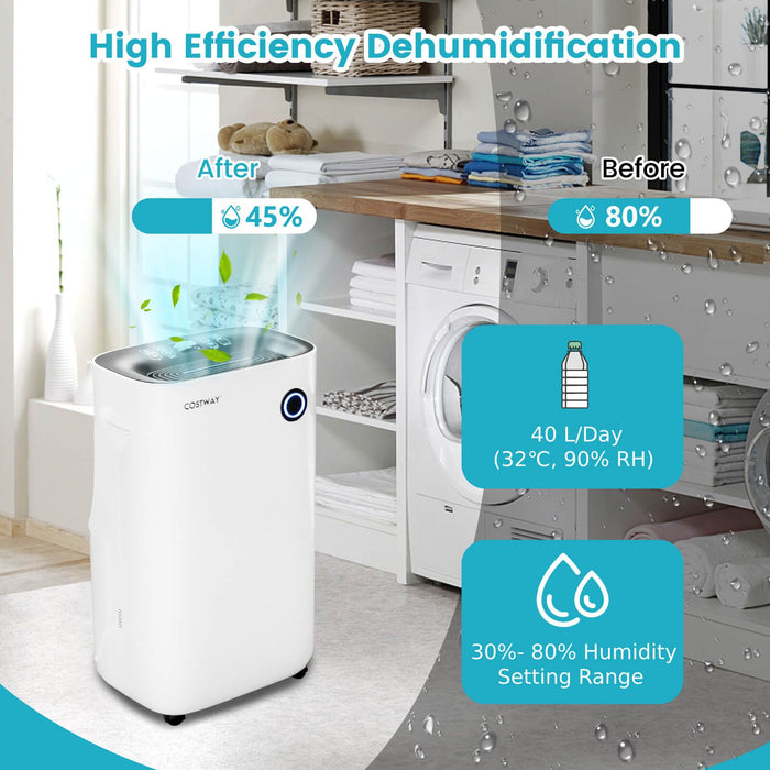 40 L/Day Dehumidifier – 5 Modes, 2 Speeds & Smart Touch Control