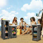 3-Tier Folding Camping Storage Cabinet with Side Pockets and Carry Bag
