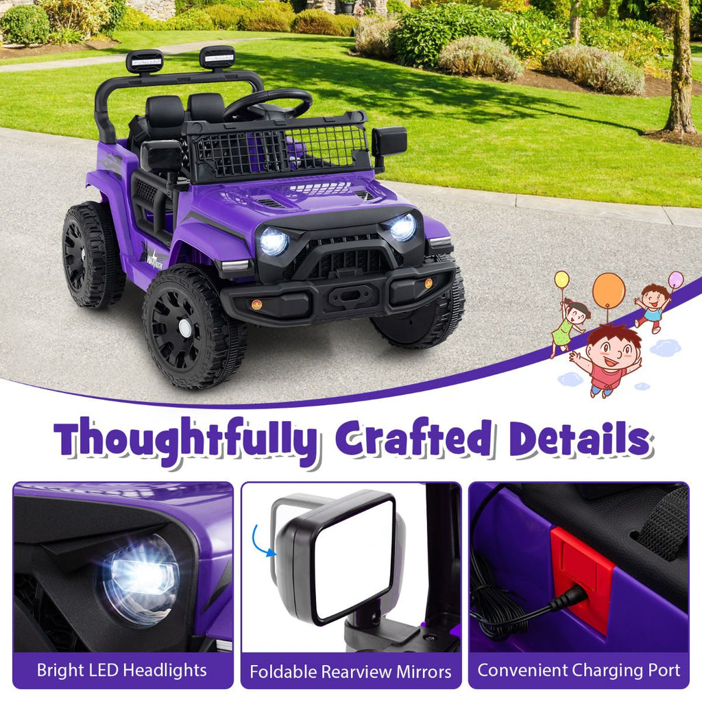SEDOL 12V Electric Ride-On Truck for Kids with Parental Remote Control Dual 25W Motors All-Terrain Shock Absorbers LED Headlights and Soft-Start Safety System