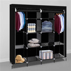 67" Portable Clothes Wardrobe – 12-Shelf Fabric Closet Organiser (Black)