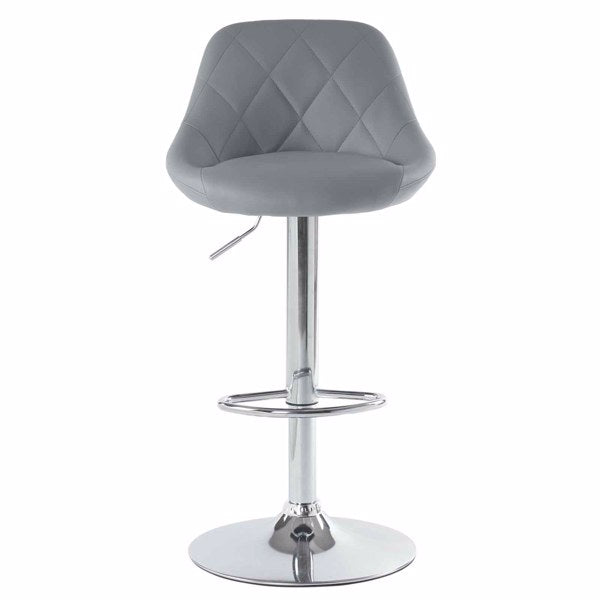 Adjustable PU Leather Counter & Bar Stool Set of 2 – Swivel 360°, Gas‑lift Height, Backrest, Foot‑rest – Grey
