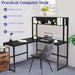 L-Shaped Corner Computer Desk with Storage Bookshelf