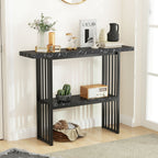 2-Tier Faux Marble Console Table for Entryway Living Room Bedroom