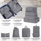 4-Piece Luggage Set with Handbags & Toiletry Kit – Durable Hard Shell Suitcases 18"/20"/24"/28" with Spinner Wheels, Travel Tote & Wash Bag – Dark Blue