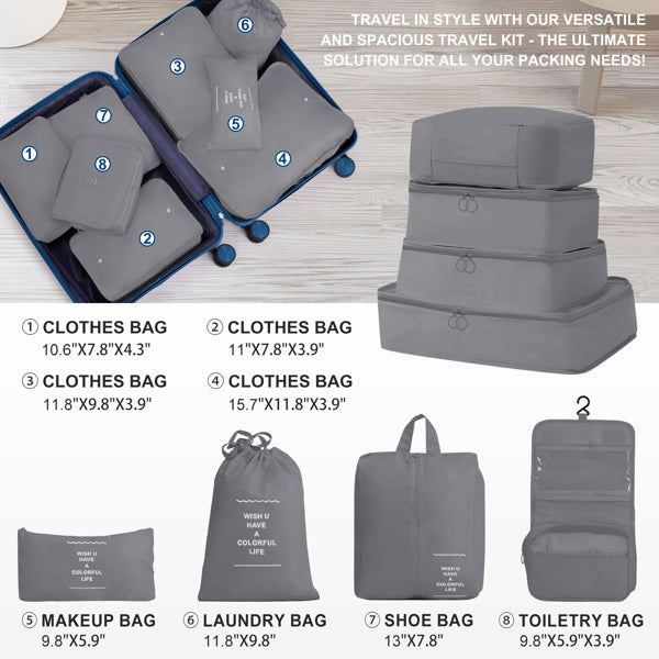 4-Piece Luggage Set with Handbags & Toiletry Kit – Durable Hard Shell Suitcases 18"/20"/24"/28" with Spinner Wheels, Travel Tote & Wash Bag – Dark Blue