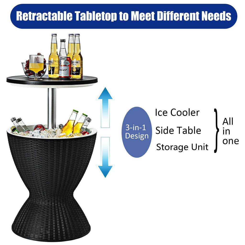 30L Patio Ice Cooler Table – Outdoor Drinks Storage