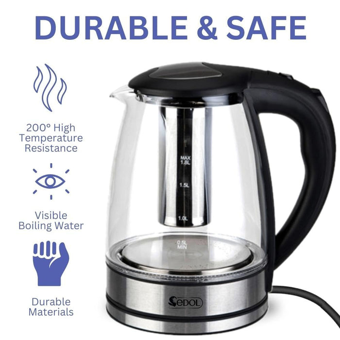 electric glass kettle with led - sedol (2)