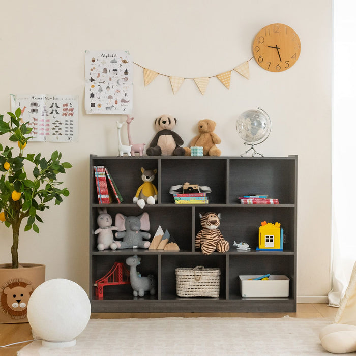 3-Tier Wooden Cube Bookcase with 8 Compartments