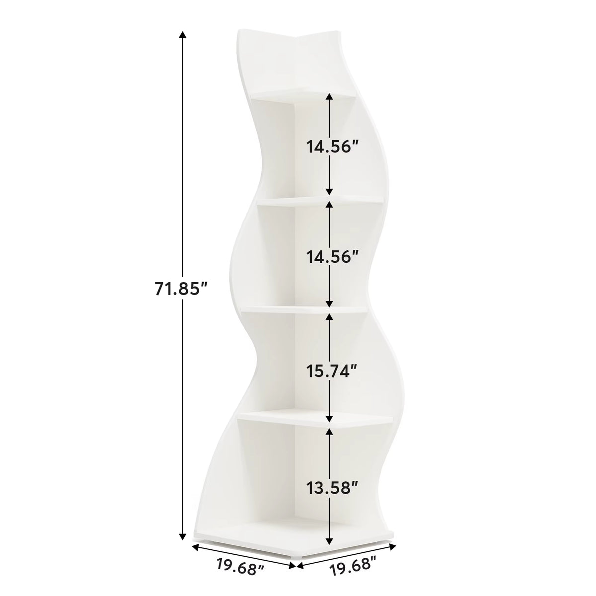 SEDOL Corner Shelf 5-Tier Modern Wall Bookshelf Stylish Tall Corner Storage Rack Small White Bookcase Plant Stand for Living Room Bedroom Office Space Saving