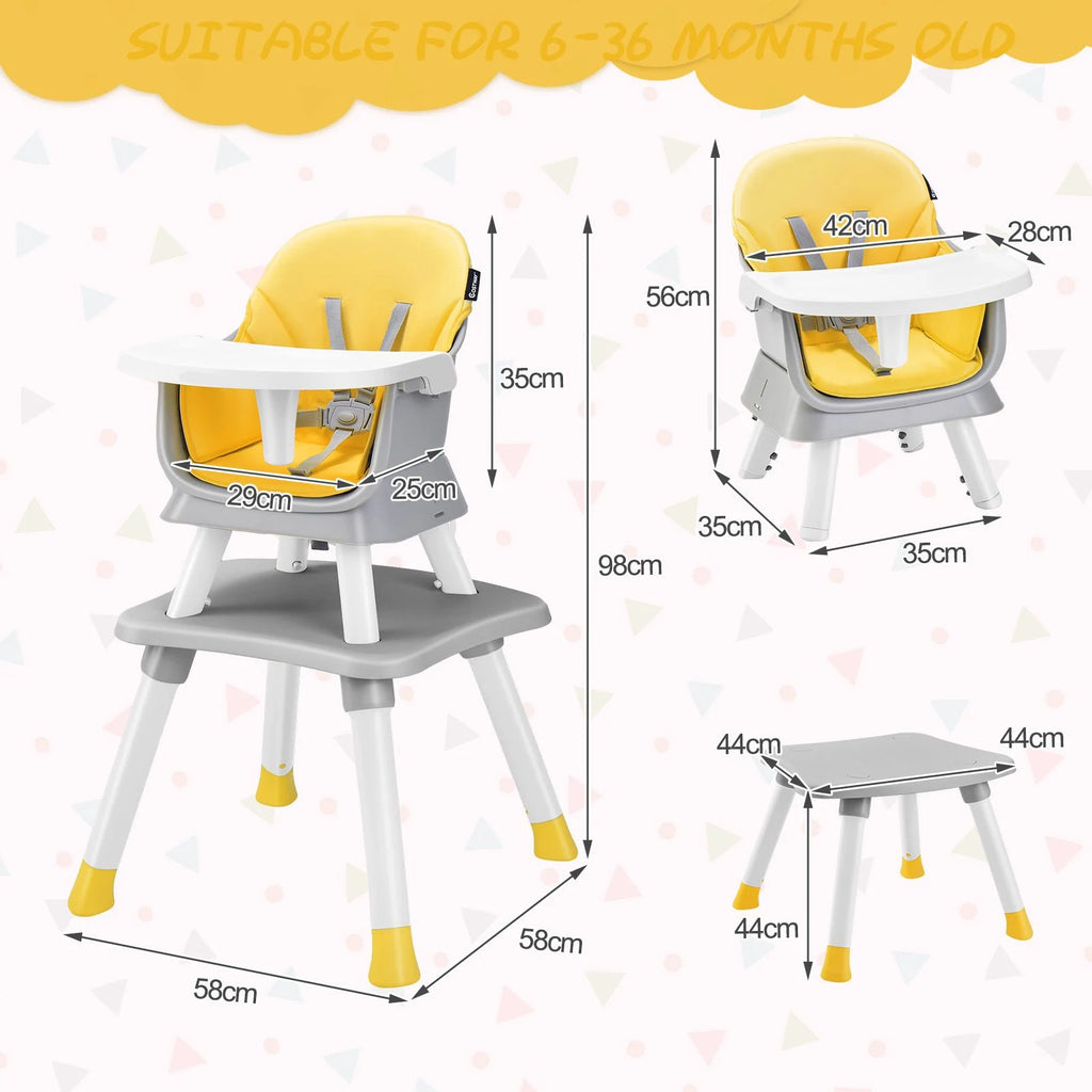SEDOL 6-in-1 Ultimate Baby-to-Toddler High Chair & Activity Station with Building Block Tabletop Parental Booster Seat and Waterproof PU Leather Cushion – 25kg Capacity