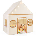 SEDOL Large Indoor Kids Playhouse with Plush Coral Velvet Mat and LED Star Lights Breathable Cotton-Blend Play Tent with Storage Pockets for Reading and Napping