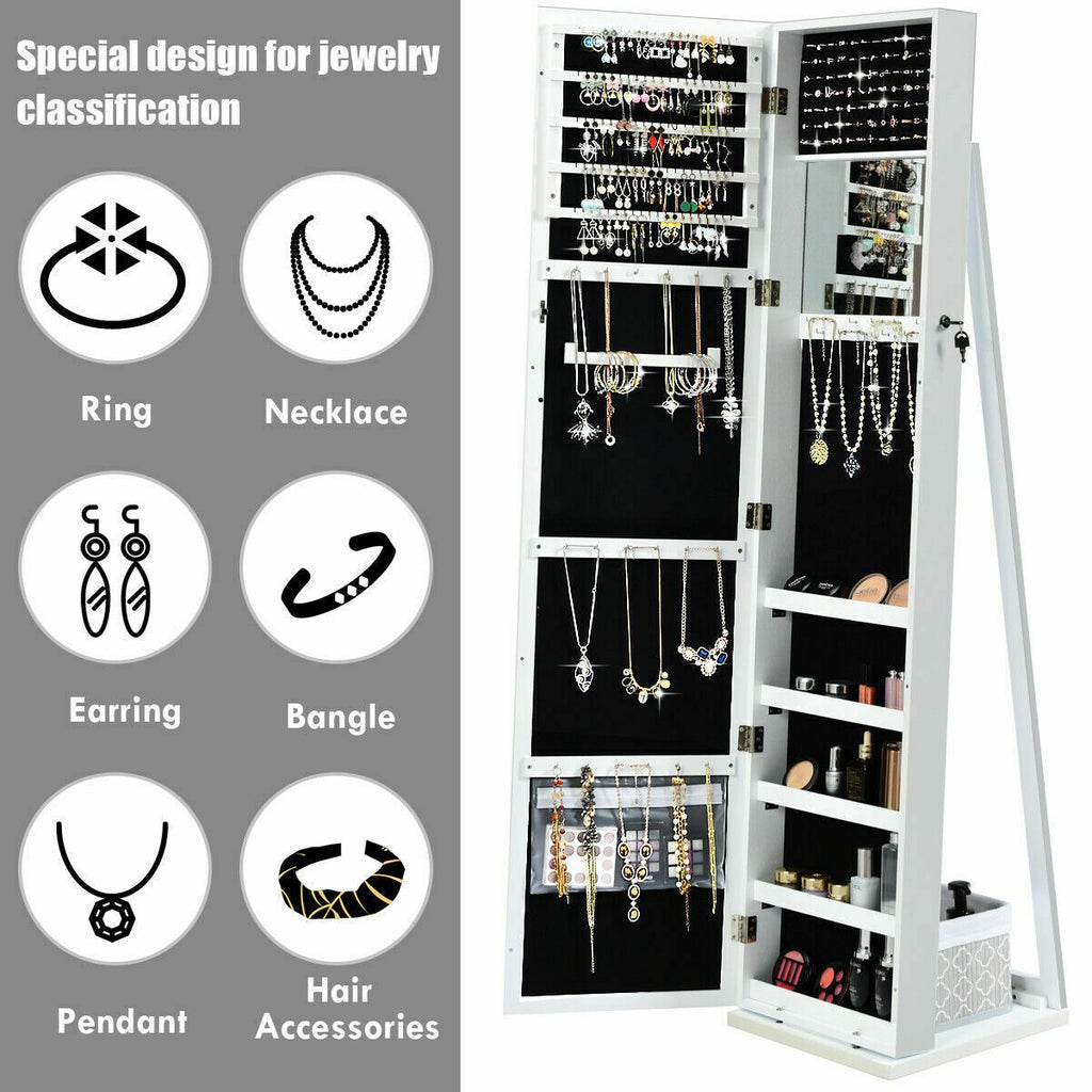 3-In-1 Mirrored Jewellery Armoire with Display Shelves