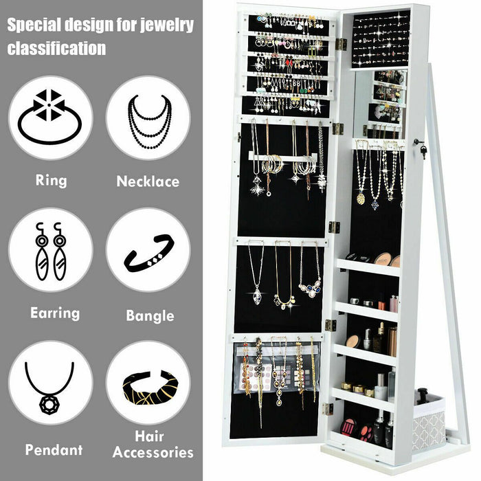 3-In-1 Mirrored Jewellery Armoire with Display Shelves