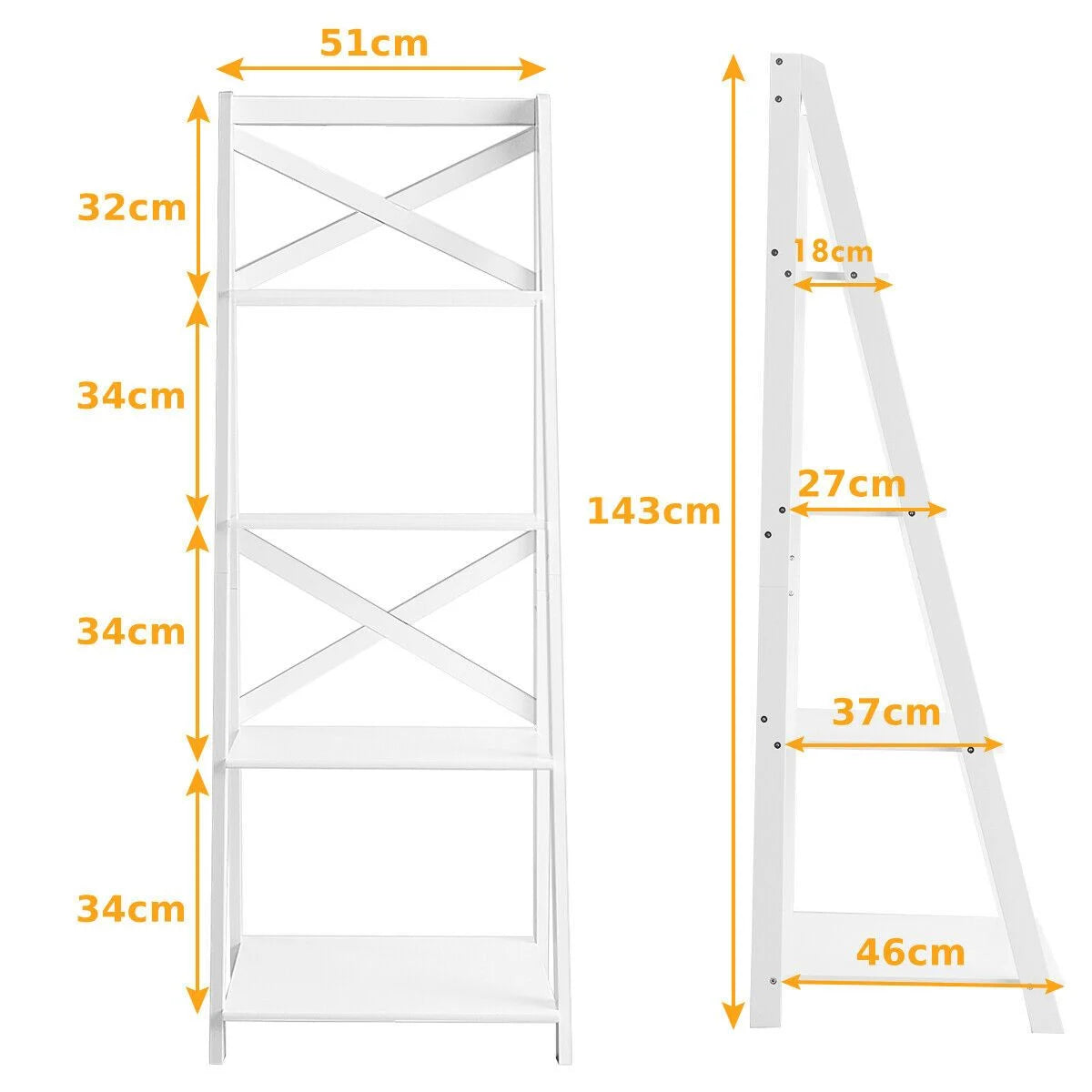 4 Tier Wooden Ladder Shelving Unit
