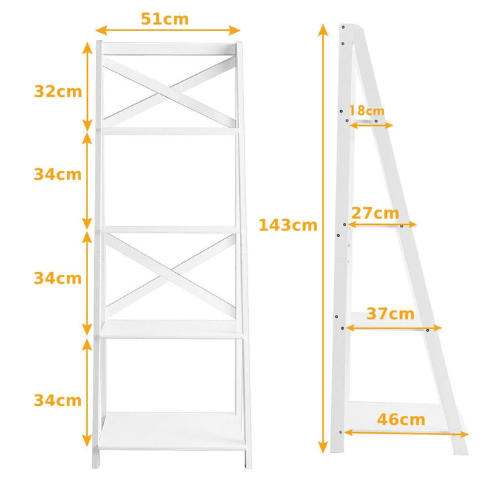 4 Tier Wooden Ladder Shelving Unit