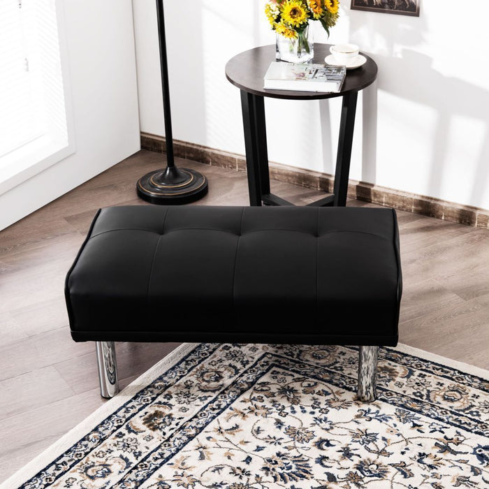 Leather Tufted Upholstered Ottoman Bench for Living Room Entryway