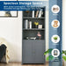Wooden Tall Bookcase with 3-Tier Storage Cabinet