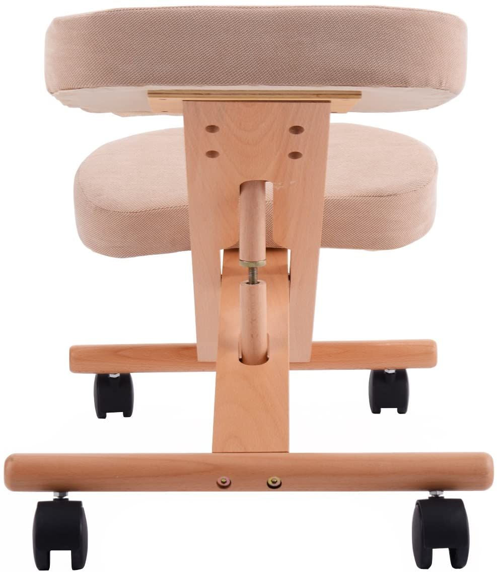 Wood Posture Stool with Angle and Height Adjustable for Gaming Computer Work
