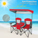 Double Folding Camping Chair with Canopy and Armrests