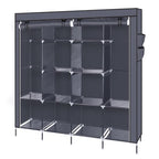 67" Portable Clothes Wardrobe – 12-Shelf Fabric Closet Organiser (Grey)