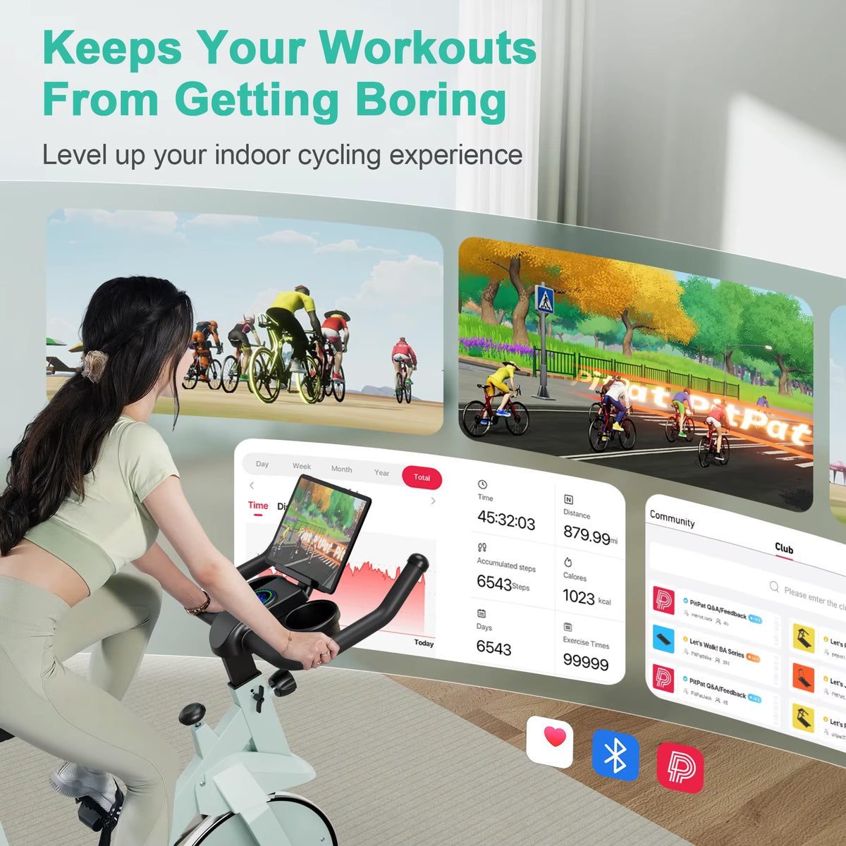 SEDOL Magnetic Exercise Bike 32-Level Resistance Indoor Stationary Cycle with Bluetooth App LCD Monitor and Tablet Holder 300lbs Capacity Home Gym Equipment